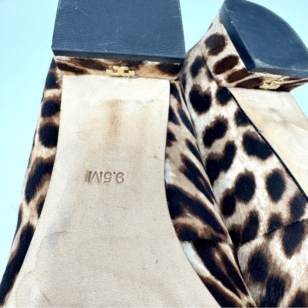Tory Burch Gigi Calf Leopard Hair Block Heel Pumps - Picture 11 of 14